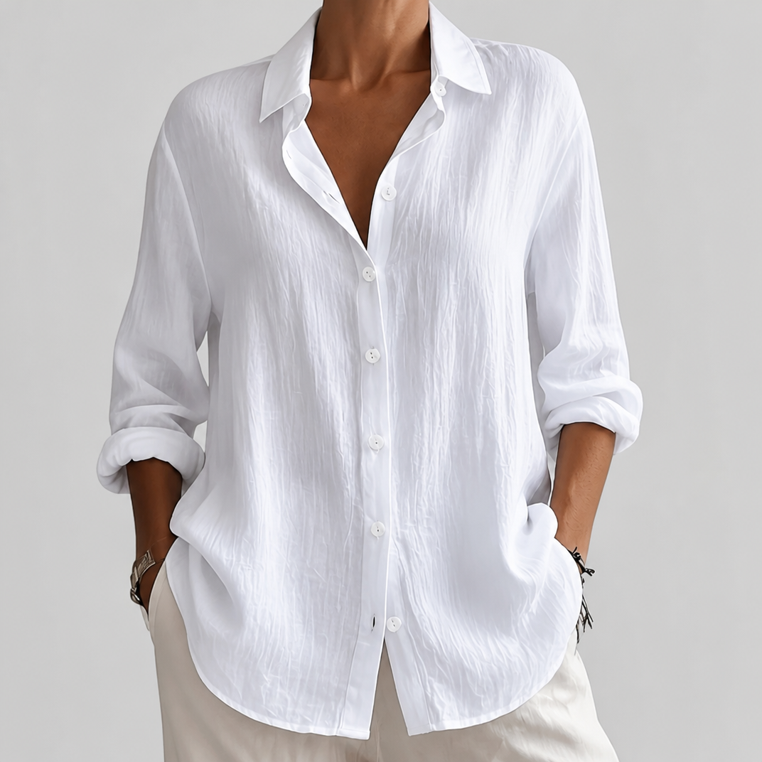 Women’s Ocean Blue Linen Button-Down Shirt