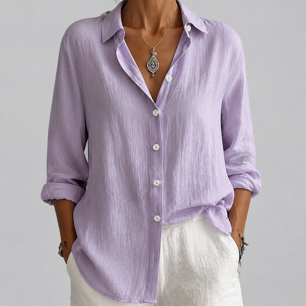 Women’s Ocean Blue Linen Button-Down Shirt