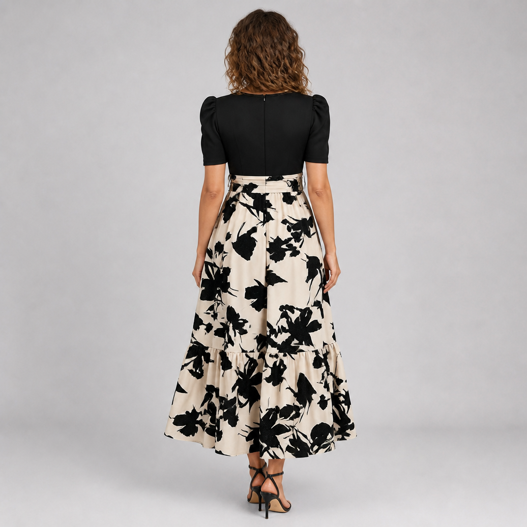 Women’s Puff Sleeve Printed Maxi Dress