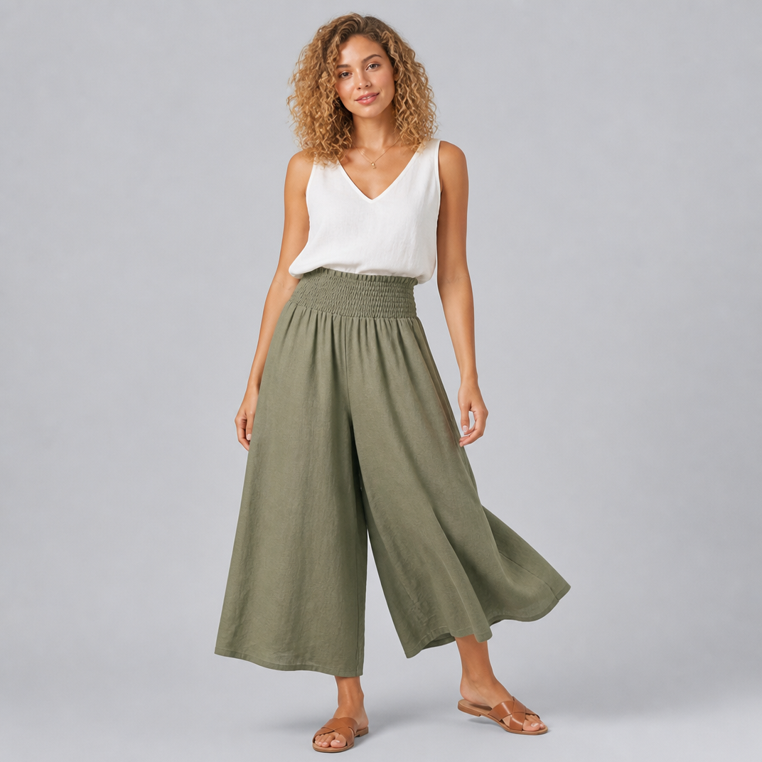 Women’s Wide-Leg Smocked Waist Skirt