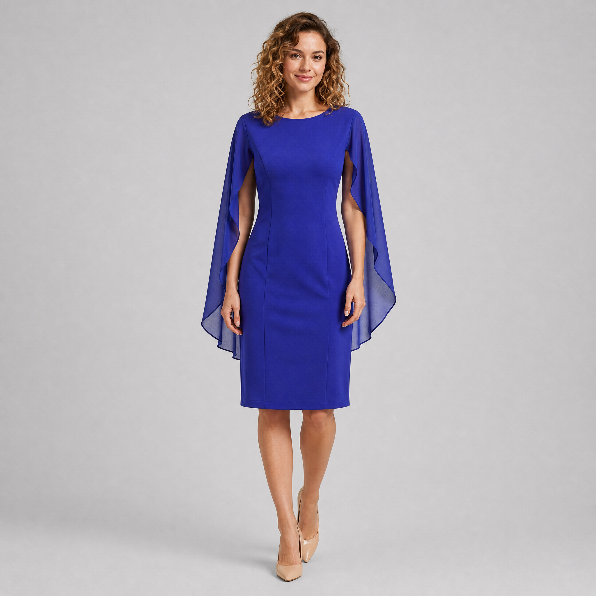 Women’s Cape Sleeve Knee-Length Dress