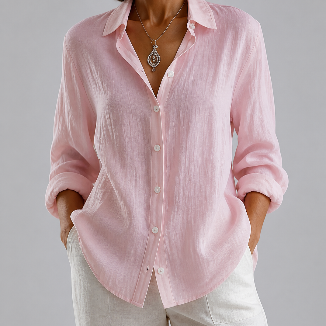 Women’s Ocean Blue Linen Button-Down Shirt