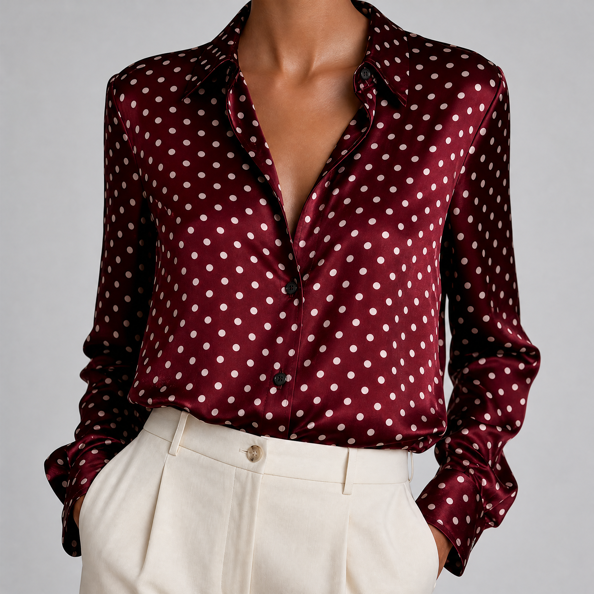 Women’s Polka Dot Mulberry Silk Shirt