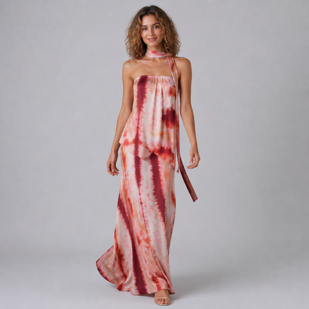 Women’s Strapless Tie-Dye Maxi Dress